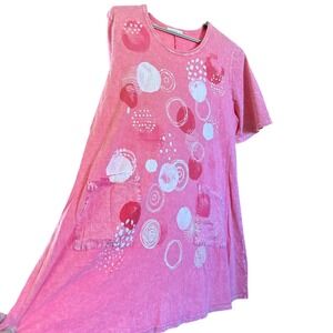 Jess & Jane 2X Dress A line "Magic Dot" Print Pockets Short Sleeve Casual
